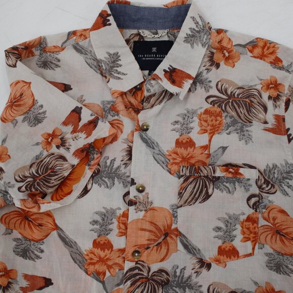 roark Shirt Men's Medium Short Sleeve Button Up Floral Cotton lightweight camp - Picture 12 of 13